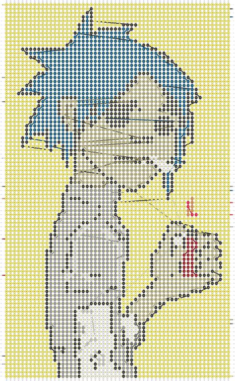 Alpha pattern #43314 | BraceletBook Gorillaz Alpha Pattern, Crochet Alpha Patterns, Gorillaz 2d, Cartoons Band, 2d Cartoon, Bracelet Inspo, Alpha Pattern, Alpha Patterns, Gorillaz