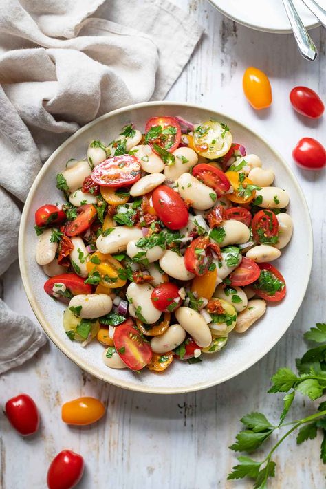 White Bean Salad Recipes, Butter Beans Recipe, Salad With Tomatoes, White Bean Salad, Tomatoes Recipe, Picnic Bbq, Bean Salad Recipes, Side Dishes For Bbq, Birthday Brunch