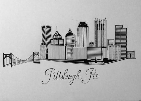 Pittsburgh skyline by SteelCityInk on Etsy https://www.etsy.com/listing/249421897/pittsburgh-skyline Pittsburgh Skyline Tattoo, Small Line Art, Skyline Doodle, Skyline Tattoo, Line Art Tattoo, Pittsburgh Skyline, City Tattoo, Pittsburgh City, Line Art Tattoos