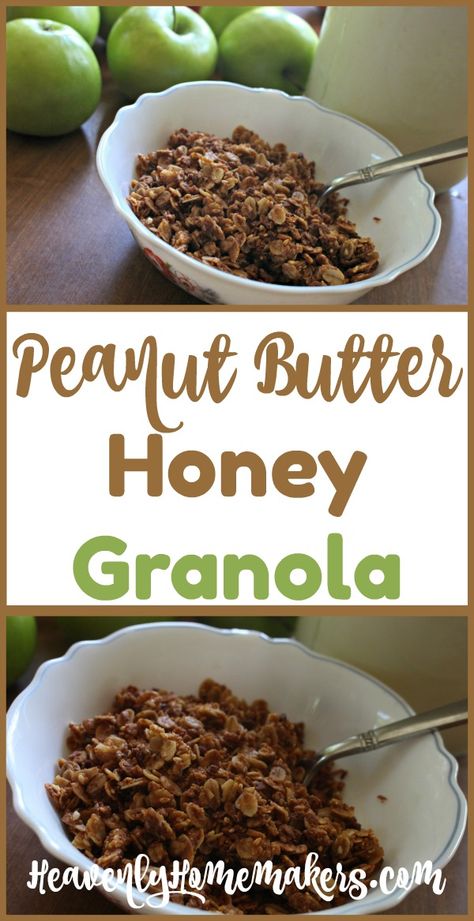 Use whole food ingredients and save a load of money when you make this Peanut Butter Honey Granola at home. It's easy and quick to make! Honey Granola Recipe, Peanut Butter And Honey, Honey Granola, Vegan Granola, Peanut Butter Granola, Overnight Oat, Butter Honey, Chocolate Granola, Peanut Butter Honey