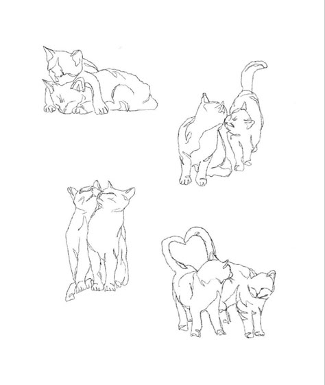 Pair Of Cats Tattoo, Two Cats Tattoo Designs, Cats In Love Tattoo, Cat Tattoo Coquette, Cats Cuddling Tattoo, Double Cat Tattoo, Cat And Kitten Tattoo, Two Cats Tattoo Simple, Cat In A Box Tattoo