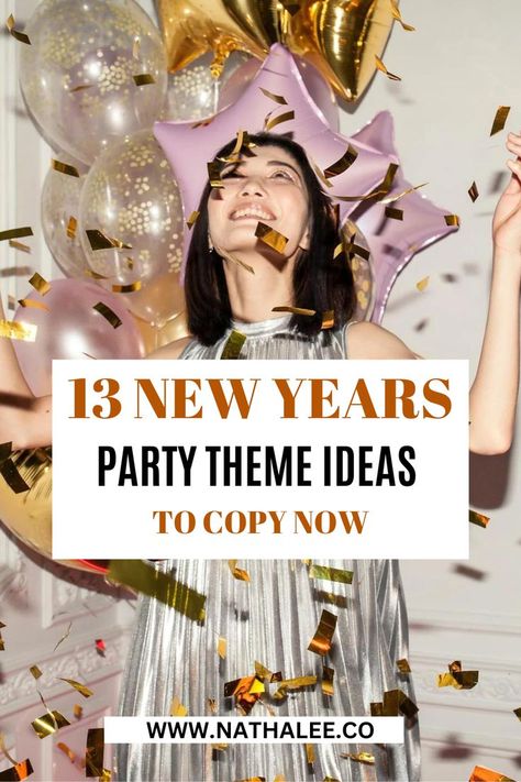 13 best new years party theme ideas you need to copy for your next 2025 party!!! New Year Party Theme Ideas, New Year Party Theme, New Years Party Themes, Party Theme Ideas, Adult Party Themes, Holiday Party Themes, Nye Party, New Year Party, Eve Parties