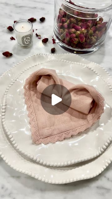 Jules on Instagram: "Pink Heart Napkin Folding 💕 
Perfect for Valentine’s Day
Save this idea for later 
#valentinesnapkins #heartnapkin #tabledecor #valentinesdayideas #napkinfolding" Valentine Napkin Folding, Napkin Designs Ideas, Valentine Baby Shower Ideas Decoration, Napkin Folding Ideas, Folding Hacks, Napkin Folds, Valentines Baby Shower, Pink Napkins, House Tips