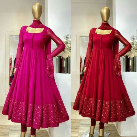 Anarkali Style Kurti, Anarkali Dress Designs Ideas, Flare Churidar Designs, Anarkali Churidar Party Wear, Anarkalis For Women, Flared Anarkali Dresses, Anarkali New Designs, New Design Anarkali Dress, Anarkali Patterns Design