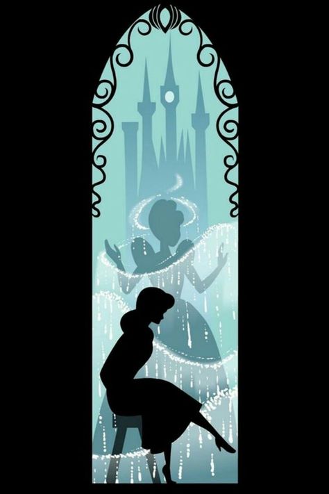 Cinderella Wallpaper, Cinderella Art, Deco Disney, Disney Canvas Art, Disney Silhouette, Disney Silhouettes, Disney Princess Artwork, Disney Paintings, Cinderella Disney