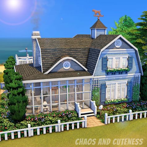 Beach Cottage Sims 4, Sims 4 Seaside Cottage, Seaside Cottage Floor Plans, Sims 4 Lighthouse Build, The Sims 4 Coastal House, Sims 4 Houseboat, Sims 4 Harrie Coastal, Coastal Sims House, Ts4 Brindleton Bay House