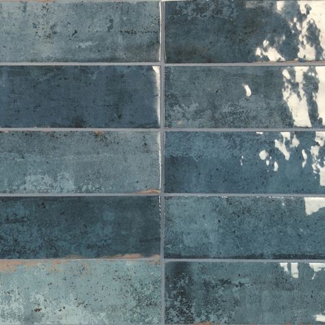 Tennessee 2" x 6" Zellige Subway Wall Tile - Bed Bath & Beyond - 39256398 Metro Tiles Kitchen, Blue Backsplash Kitchen, Blue Subway Tile, Patterned Wall Tiles, Blue Backsplash, Outdoor Stone, Patterned Floor Tiles, Blue Tile, Zellige Tile