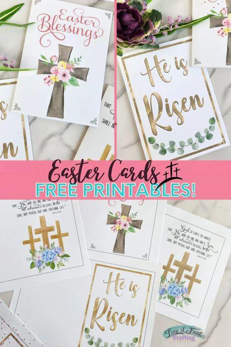 FREE Printable Religious Easter Card (3 Designs!) - Leap of Faith Crafting Christian Easter Printables, Easter Tags Free Printable, Easter Cards Religious, Winter Crafts For Toddlers, Easter Templates, Easter Messages, Easter Printables Free, Free Printable Cards, Happy Easter Card