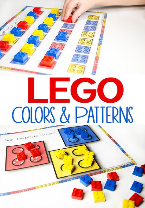 LEGO Printable Color and Sorting Mats for Preschoolers:  Perfect for classifying, sorting, and patterning! Lego Printables, Lego Math, Toddler Math, Math Patterns, Free Lego, Pattern Activities, Algebraic Thinking, Preschool Colors, Lego Activities