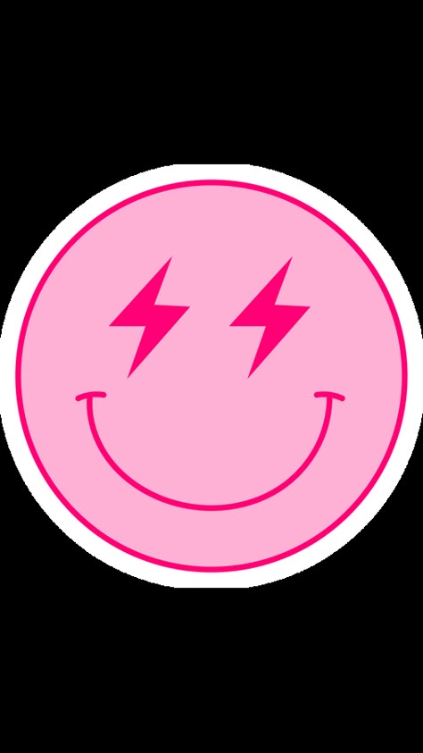 The emoticon in our fanart VSCO Girl Pink Smiley Face With Lightning Bolt Eyes Sticker represents a feeling of energy, excitement, or intensity. But instead of yellow, the smiley face is a pink... Face Lightening, Pink Smiley Face, Eyes Sticker, Pink Smiley, Smiley Face Shirt, Happy Smiley Face, Cute Smiley Face, Love Pink Wallpaper, Yellow Smiley Face