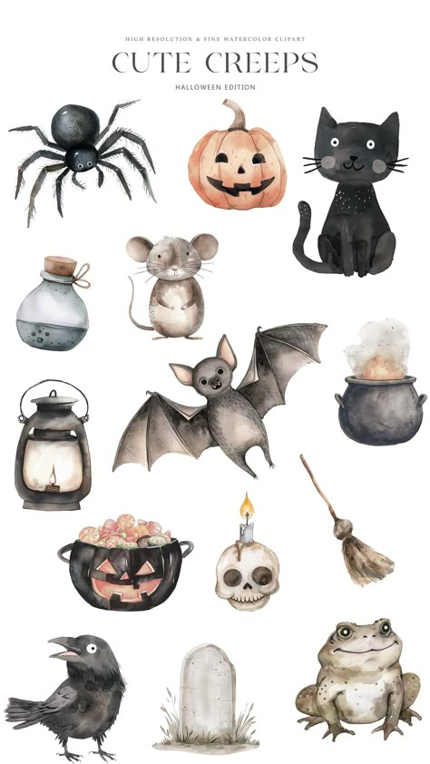 Baby Halloween Art, Halloween Monsters Art, Cute Vampire Art, Vampire Wizard, Cute Halloween Clipart, Monster Clipart, Halloween Monsters, Arte Indie, Cute Witch