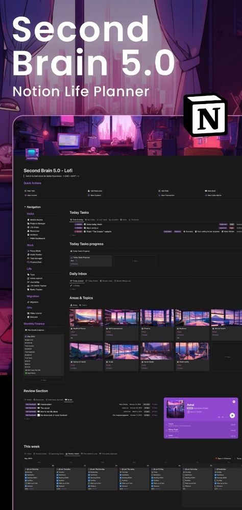 notion template free download School To Do List Printable, Second Brain Notion, Notion Second Brain, Study Planner Free, Life Areas, Ultimate Life Planner, Books Notes, Notion Life Planner, Study Process