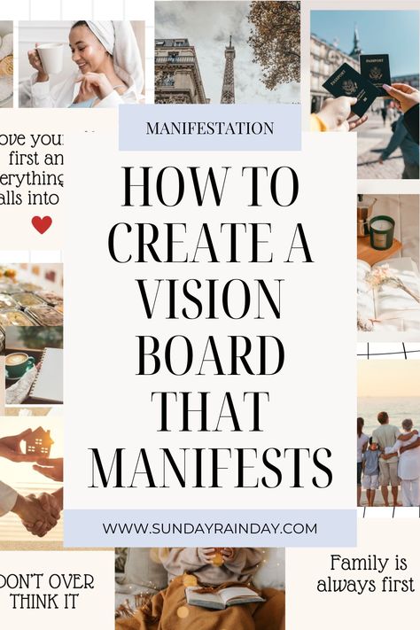 Looking to create the perfect vision board? This article will give you vision board ideas, vision board pictures and all the tips you need to create a vision board that manifests. Vision List Ideas, Life Plan Vision Board, What Should Be On My Vision Board, Pinterest Board Ideas Inspiration, How To Vision Board How To Make, Vision Board Ideas On Wall, Spiritual Goals Vision Board, Vision Boards For Manifestation Examples, Vision Board Rules