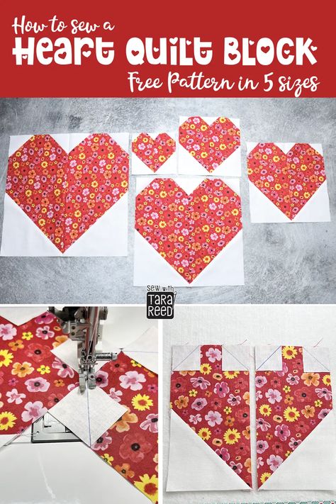 Patchwork Heart Quilt Block Patterns, Heart Blocks Made Easy Nursing, Heart Quilt Free Pattern, Beginner Quilt Block Patterns Free, Easy Heart Quilt Blocks Free Pattern, Valentines Quilt Block, Heart Quilt Square, Heart Quilt Patterns Free, Heart Blocks Made Easy