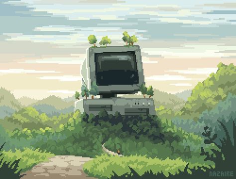 Pixel Nature, Book Pixel Art Icon, Pixelart Landscapes, Pixel Art Aesthetic Landscape, Pixel Landscape, Pixel Art Nature, Nature Pixel Art, Pixel Aesthetic, Pixels Art