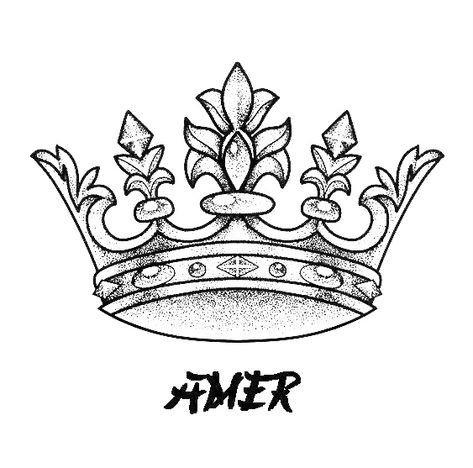 King Crown Drawing Design, King Crown Tattoo Design For Men, Diamond Crown Tattoo, Coronas Tattoo, King Crown Drawing, Basic Tattoos, Crown Drawing, Crown Tattoo Design, Swear Word Coloring Book