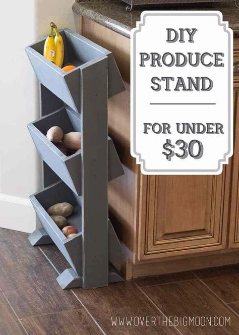 DIY Produce Stand for under $30 Diy Produce Stand, Produce Stand, Fruit Stand, Big Moon, Vegetable Storage, Kitchen Redo, Pallet Projects, Pallet Furniture, Furniture Projects