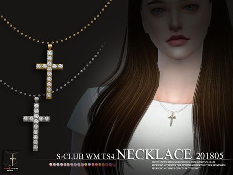 cross Necklace // sims 4 cc on the sims resources // accessories Sims 4 Cc Clothes, Sims 4 Tsr, Mod Jewelry, Simple Choker, Cross Jewelry Necklace, Sims 4 Teen, Sims 4 Dresses, Floating Necklace, Sims4 Clothes