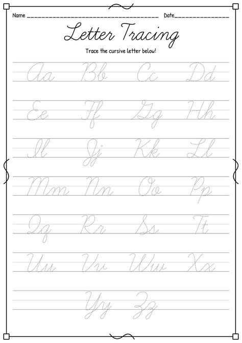 Cursive Letters Tracing Worksheets Cursive Tracing Free Printable, Cursive Tracing, Cursive Practice Sheets, Learn Cursive, Cursive Letters Worksheet, Learn To Write Cursive, Free Cursive Fonts, Trace Letters, Cursive Writing Practice Sheets