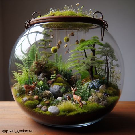 Step into a magical realm where the forest meets fantasy, all encased in this enchanting terrarium.
.
.
.
follow @pixel_geekette on instagram for more. Enchanted Terrarium, Enclosed Ecosystem, Dry Terrarium, Fantasy Terrarium, Themed Terrarium, Forest Terrarium, Terrarium Scene, Closed Terrarium, Fairy Terrarium