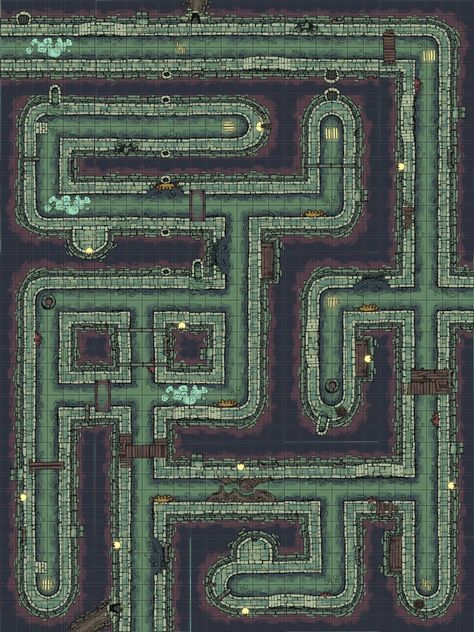 Dnd Sewer Map, Sewer Battlemap, Dnd Sewer, Dnd 5, Building Map, Dnd World Map, Tabletop Rpg Maps, Terrain Map, Fantasy Maps