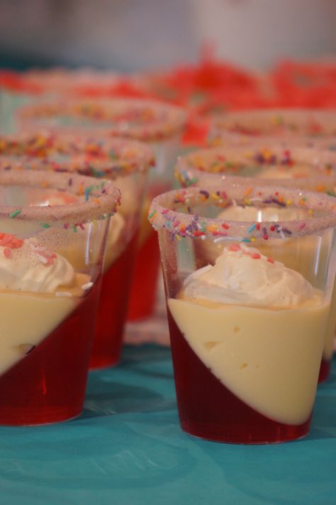 Gena's 3rd Birthday - Jelly and Custard Cups. Jelly And Custard Cups, Custard Cups, Jelly Cups, Pudding Cups, Catering Ideas, Kitty Party, Hello Kitty Party, Cat Party, Daughter Birthday