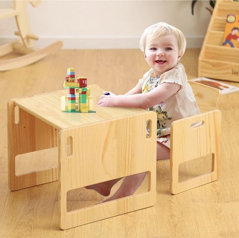 Amazon.com: FUNLIO Montessori Weaning Table and Chair Set for Toddlers Age 1-3, Height Adjustable Toddler Table and Chair Set, Cube Kids Table Chair for Reading/Eating/Playing, Easy to Assemble, CPC Certified : Home & Kitchen Montessori Weaning Table, Weaning Table, Chair For Reading, Montessori Table And Chair, Montessori Table, Kids Table Chair Set, Toddler Table And Chairs, Toddler Table, Toddler Chair