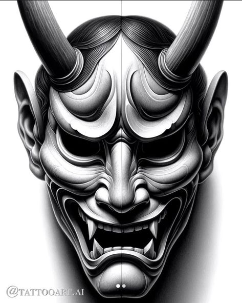 Rafa Tattoo, Hannya Maske Tattoo, Mascara Hannya, Hanya Mask Tattoo, Hannya Maske, Mask Tattoos, Samurai Mask Tattoo, Ninja Tattoo, Mascara Oni