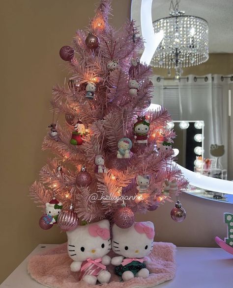 Hello Kitty Mini Christmas Tree, Pink Mini Christmas Tree, Hello Kitty Christmas Decor, Pink Hello Kitty Christmas, Hello Kitty Ornaments, Sanrio Christmas, Hello Kitty Christmas Tree, A Pink Christmas, Hello Kitty House