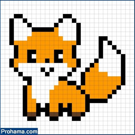 Fox Pixel Art | Cute Pixel Art | 8 bit drawing 16 X 16 Pixel Art, Birds Pixel Art, Fox Pixel Art, Pixel Art Drawings, Animal Pixel Art, Pixel Art Cute, Pixel Art Animals, Friendship Patterns, Cat Pixel Art