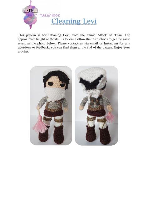 Crochet Doll Shirt Free Pattern, Crochet Attack On Titan, Attack On Titan Crochet, Wanna Recreate, Crochet Doll Tutorial, Crochet Rabbit, Rabbit Dolls, Attack On Titan Levi, Doll Tutorial