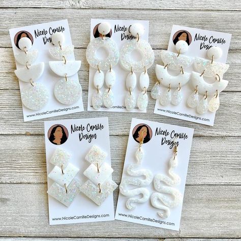 Nye Clay Earrings, Clay Inspo, Winter Earrings, Valentines Earrings, Winter Jewelry, Bring It Back, Clay Earring, Inspo Board, White Glitter