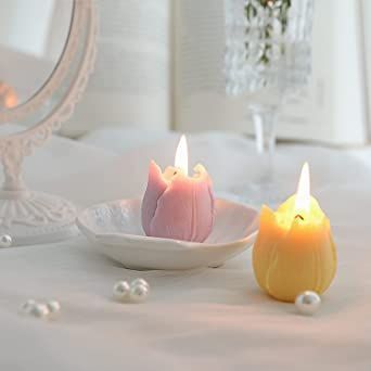 Tulip Flower Shaped Candle for Aesthetic Home Decor, vanity, office, dorm, or bathroom | Mood Boosting Stress Relief Scented Freshly scented, perfect for meditation, stress-relief, mood-boosting aromatherapy. Pack of 2. 2-3 hours burning time. Great for photo prop, home decoration, wedding souvenir, holiday gift, etc. Tulip Candle, Candle Molds Diy, Wedding Souvenir, Wholesale Candles, Handmade Birthday Gifts, Shaped Candle, Boutique Decor, Silicone Candle Molds, Candle Party