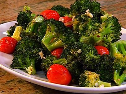 Roasted Broccoli with Cherry Tomatoes Recipe | The Neelys | Food Network Roasted Brocoli, Cherry Tomatoes Recipe, Cook Broccoli, Nutritarian Recipes, Veg Recipe, Cherry Tomato Recipes, Tomatoes Recipe, Broccoli Recipe, Spring Mix