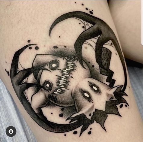 Make your Pokemon tattoo uniquely yours with custom designs. Explore 70+ ideas to capture the essence of this iconic franchise. Black And Grey Pokemon Tattoo, Creepy Pokemon Tattoo, Dark Pokemon Tattoo, Mimikyu Tattoo Ideas, Mimikyu Tattoo, Tattoos In Other Languages, Scary Pokemon, Gengar Tattoo, Creepy Pokemon