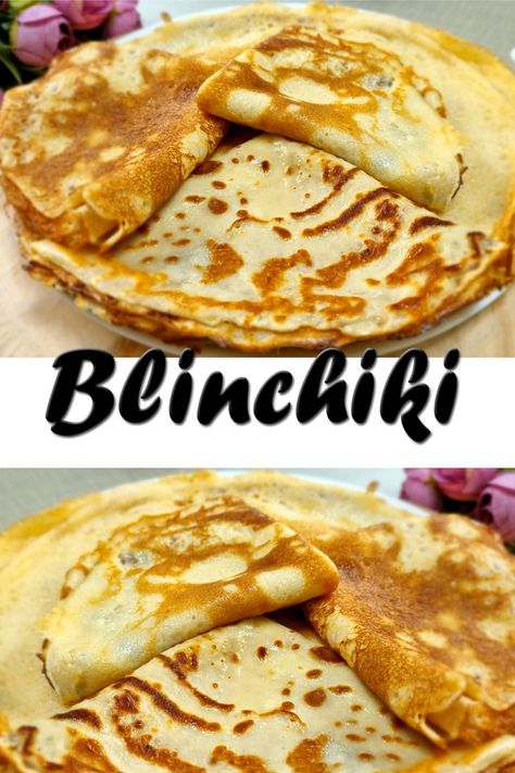 Blinchiki - a Russian dish that goes back centuries. No one knows for a fact how they were created, but many people believe that the first blinchiki appeared accidentally, after one man forgot to take his oatmeal jelly off the fire. This dish became very popular among people of all classes quite fast, since it was extremely affordable and versatile, evolving into one of the most famous Russian traditional dishes that have ever been created.... Blinchiki Recipe, Russian Dishes, Traditional Dishes, Many People, The Fire, Christmas Cookies, Pancakes, Jelly, Biscuits