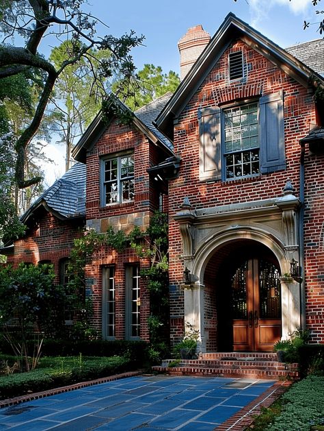 What Color Pavers Go With Red Brick House? Red Brick House With Grey Siding, Brick And Shingle House Exterior, Red Brick With Black Roof, Red Brick House Accent Colors, Red Brick With Green Trim, White Washed Red Brick Exterior, Red Brick House Exterior With Siding, Brick Traditional Exterior, Covering Brick Exterior