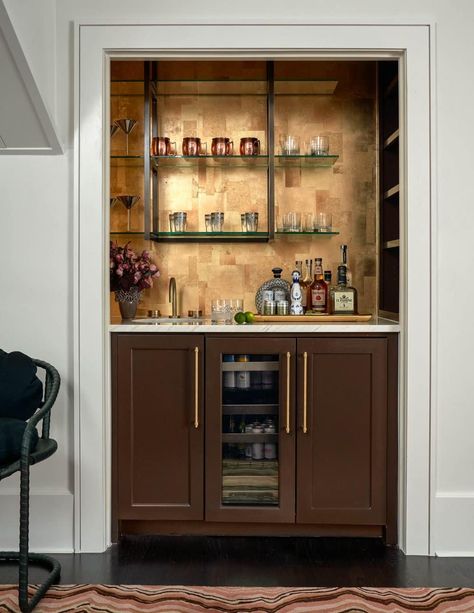 Mary Beth Wagner Interior Design| Nathan Schroder Photography - bar, wet bar, closet to bar Closet Into Bar, Wet Bar Designs, Pantry Inspiration, Den Decor, Bio Happy, Bar Inspiration, Beverage Center, Wet Bars, Kitchen Extension