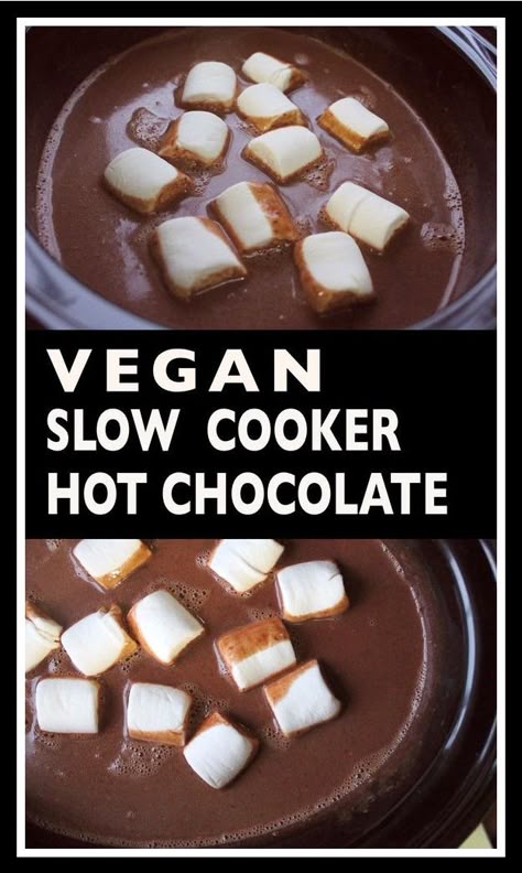 Crockpot Hot Chocolate Recipe, Vegan Hot Chocolate Recipe, Slow Cooker Hot Chocolate, Dairy Free Hot Chocolate, Vegan Drinks Recipes, Condensed Coconut Milk, Vegan Crockpot, Crockpot Hot Chocolate, Best Vegan Desserts