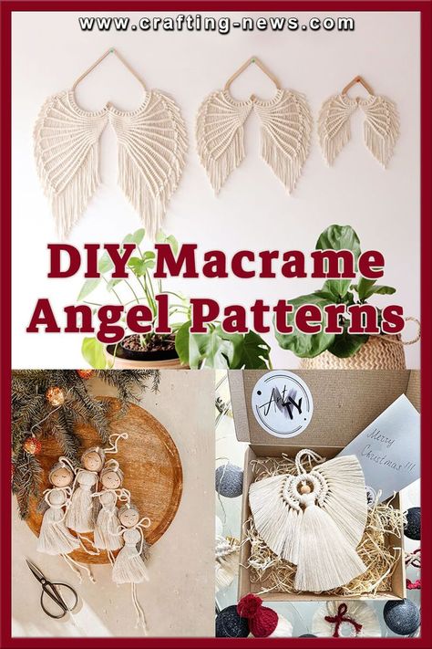 19 DIY Macrame Angel Patterns Macrame Angels, Angel Wing Crafts, Christmas Angels Diy, Macrame Angel, Diy Angel Wings, Macrame Jewelry Tutorial, Free Macrame Patterns, Macrame Knots Tutorial, Boho Crafts Diy