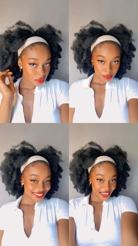 Sophisticated Braided Headband Hair Looks Afro And Headband, Natural Hairstyle With Headband, Afro Headband Wig, Natural Hair With Headband Black Women, Afro Hair With Hat, Bandana Hairstyles 4c Hair, Headbands Black Women, Natural Hair With Headband, How To Style Headbands