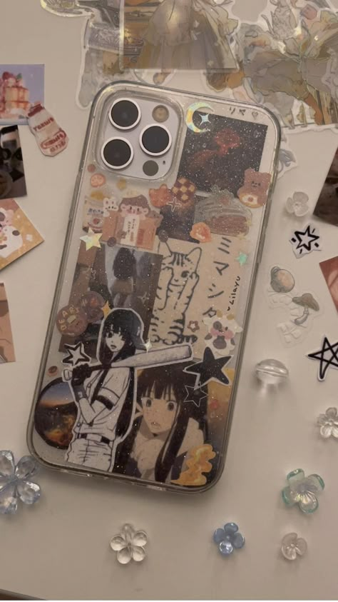 #kiminitodoke #anime #phonecase #diy Diy Handwriting Gifts, How To Make Phone Cover Aesthetic, Clear Iphone Case Ideas Diy, Diy Phone Decor, Diy Covers Phone, Diy Cover Phone Ideas, Diy Anime Merch, Phonecase Decor Idea, Anime Phone Cases Diy