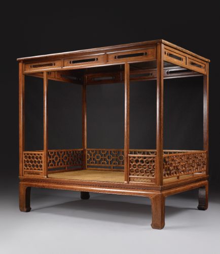 A FINE AND RARE HUANGHUALI SIX-POST CANOPY BED (JIAZICHUANG)<br>MING DYNASTY, 16TH / 17TH CENTURY | lot | Sotheby's Dewan Beds, Chinese Bed, Wooden Canopy Bed, Antique Chinese Furniture, Wooden Canopy, Asian Furniture, China Furniture, Chinese Furniture, Canopy Bed