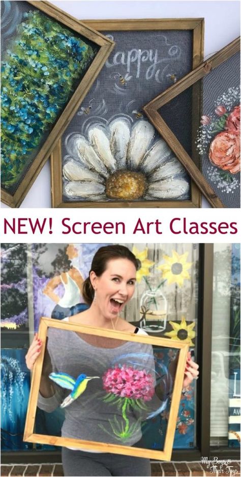 Window Screen Crafts, Painted Window Screens, Painted Window Art, Painting With A Twist, Window Crafts, Screen Art, Screen Painting, Diy Paint, Window Art