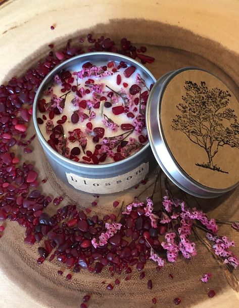 Meditation Candle, Cherry Blossom Candle, Candle Crystal, Candle Quartz, Candle Meditation, Burning Tree, Etsy Business Ideas, Candy Cane Candle, Japanese Candles