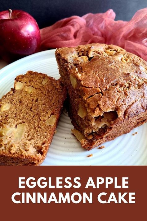 Eggless apple cake slices on a white plate. Trifle Desserts Christmas, Homemade Christmas Desserts, Sugar Free Chocolate Chip Cookies, Sugar Free Muffins, Pumpkin Hot Chocolate, Refined Sugar Free Desserts, Healthy Holiday Desserts, Jaggery Powder, Egg Free Baking