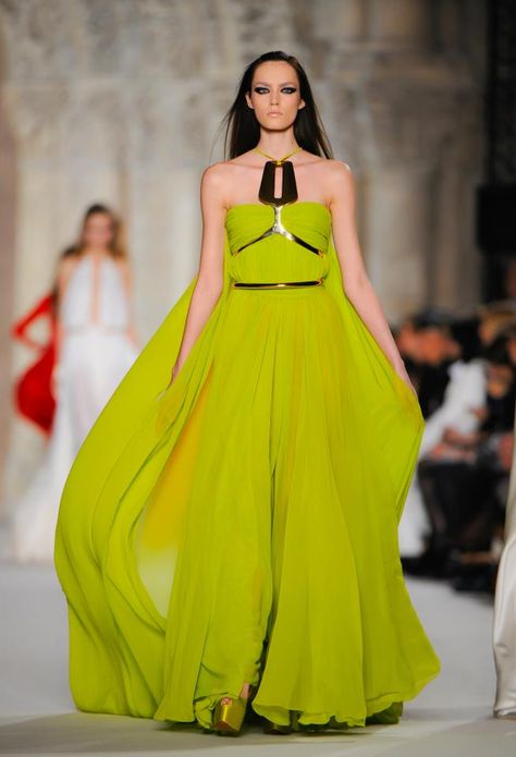 Ahhh chartreuse... 2012 Couture, Georges Chakra, Stephane Rolland, Gareth Pugh, Lela Rose, Couture Gowns, Gorgeous Gowns, Donna Karan, Elie Saab