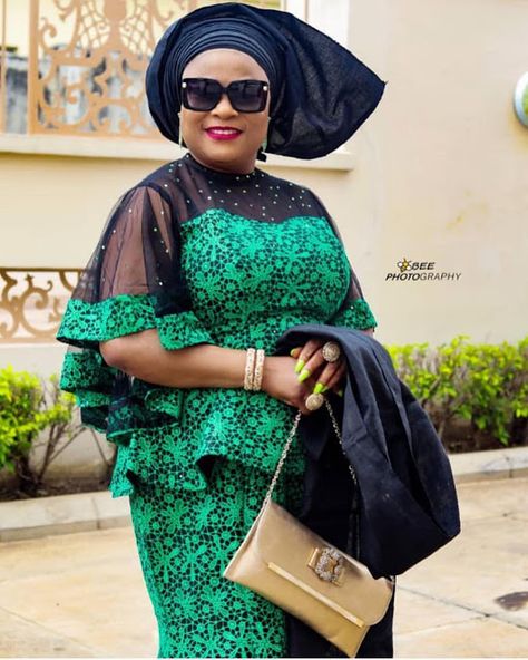 Gorgeous Aso Ebi Lace Skirt and Blouse Styles for Owambe Lovers -  DeZango  FacebookTwitterWhatsAppAddThis Lace Skirt And Blouse Styles, Kaba Styles, Lace Skirt And Blouse, Skirt And Blouse Styles, Ankara Outfits, Aso Ebi Lace, Skirts Ideas, African Blouses, Kente Dress