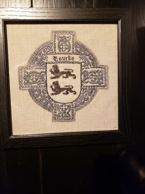 Family crest Cottage Designs, Cottage Design, Family Crest, Hand Embroidered, Hand Embroidery, Cottage, Embroidery, Frame, Home Decor