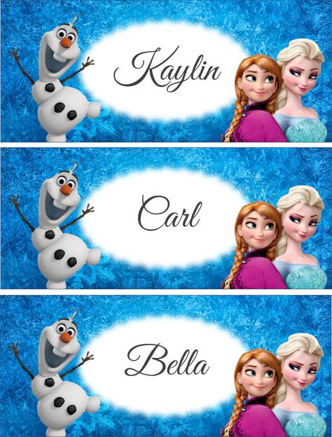 Frozen Topper, Cute Minion Quotes, Claire Stone, Frozen Themed Party, Nametags For Kids, Frozen Themed Birthday Party, Cute Minions, Frozen Theme Party, Frozen Themed